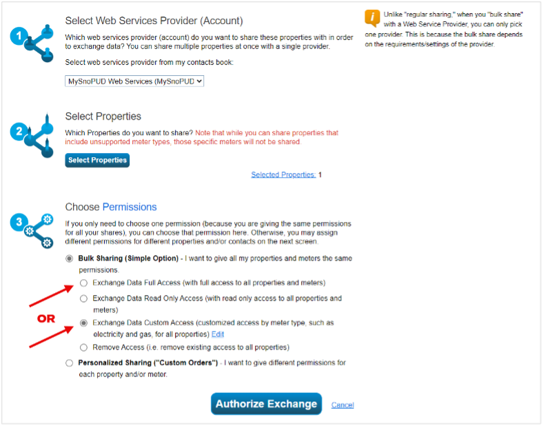 Step 2 setting up data sharing screen shot