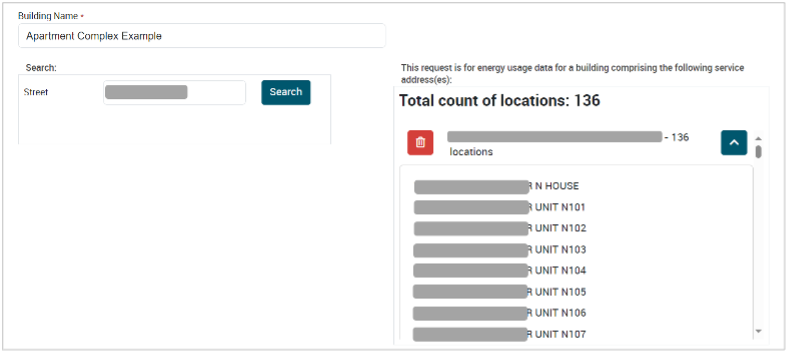 Screen shot showing multiple tenant unit