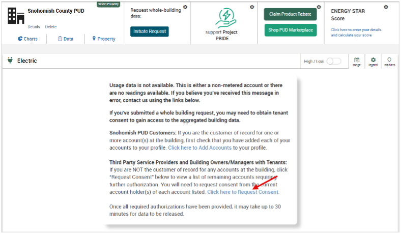 Screen shot showing account holder/tenant consent request step 1