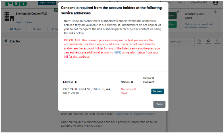 Screen shot showing account holder/tenant consent request step 2