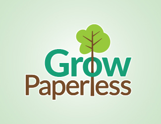 Grow paperless logo on green field